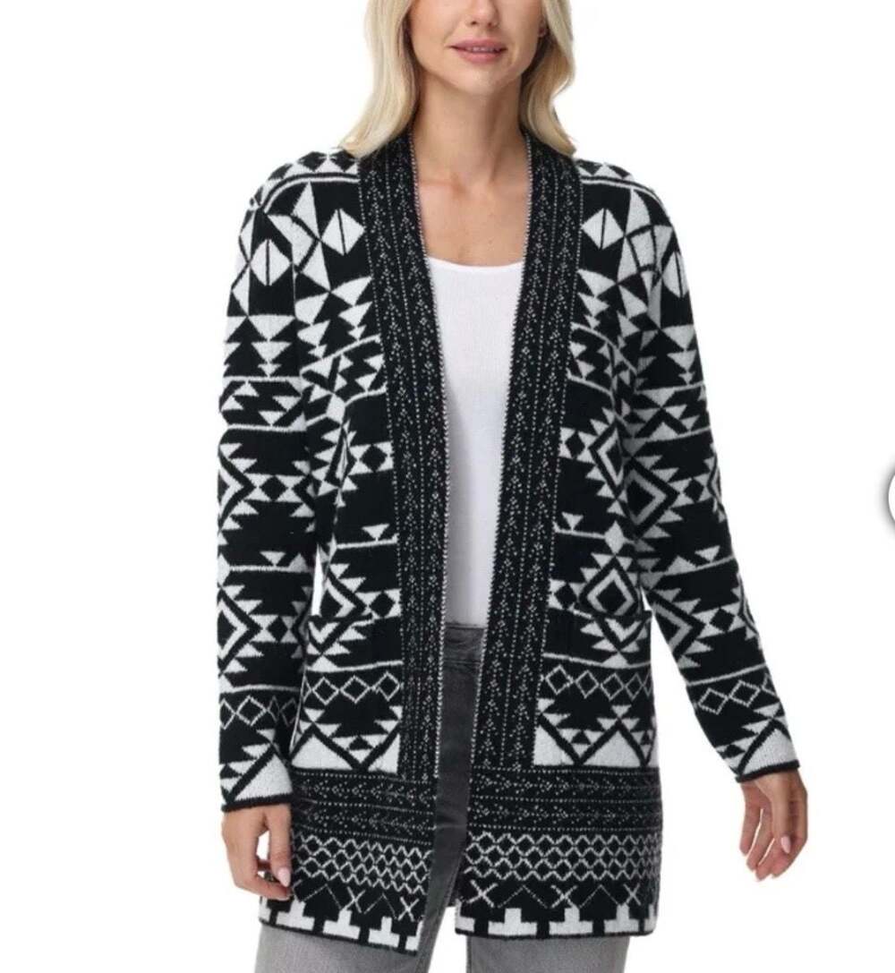 Frye Women's Patterned Boho Aztec Geometric Open Front Cardigan, Size S